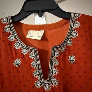 Polo by Ralph Lauren Women's Rust Embroidered  Three piece dress